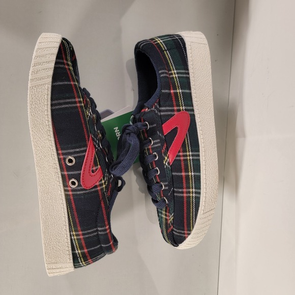 Tretorn Women's Nylite Plus Tartan Sneaker Plaid Navy Green 6 M - Picture 4 of 7